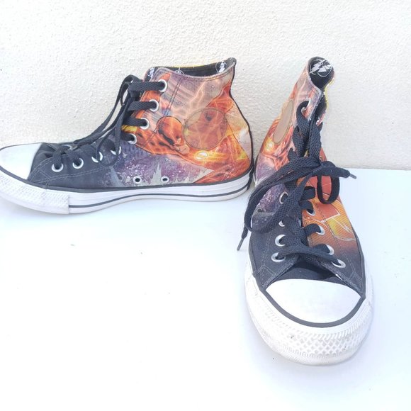 Converse Flash Men's Size 7 Black Red White High Cut Laced Shoes - Picture 1 of 15